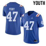 Youth Florida Gators #47 Austin Perry NCAA Jordan Brand Royal Throwback Alternate Authentic Stitched College Football Jersey SVQ8362WT